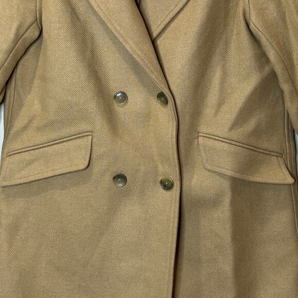 Everlane The Italian ReWool Overcoat Double-Breasted Tan Women 8 NWT - Picture 6 of 13